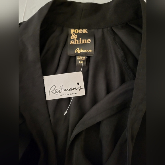 Reitman's | Rock & Shine Black V-neck w Tie-Front Blouse | Size L - Picture 4 of 4